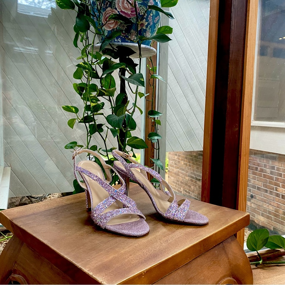 J.Crew Lavender Glitter Criss-Cross Heels
